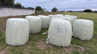 Mit Permanent-Marker versucht die Bäuerin Beschädigungen vorzubeugen