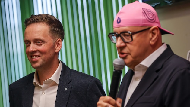 Ried-Präsident Thomas Gahleitner und BWT-Eigentürmer Andreas Weißenbacher.
