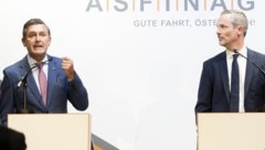 Nicht alle in der SPÖ sind mit dem Vorhaben von Verkehrsminister Peter Hanke (links) und ...