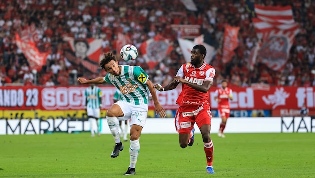 Gegen Rapid stimmte der Einsatz von Beres Owusu (re.) und Co. Am Samstag ist der GAK bei ...