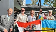 Prinz Edward (ganz links) mit Gerald Stutz, Alois Hochmuth, Eric Plakolm und Josef Gokl