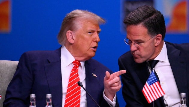 Donald Trum und Mark Rutte (re.) stehen auf derselben Seite im NATO-Bündnis.