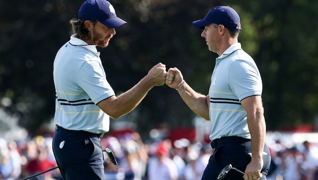 Tommy Fleetwood und Rory McIlroy vom Team Europa