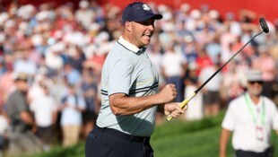 So emotional jubelte Österreichs Golfstar Sepp Straka bei seinem Fourball-Sieg mit Jon Rahm ...