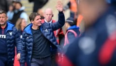 Sensationell! Oliver Glasner jubelt erneut gegen den FC Liverpool.