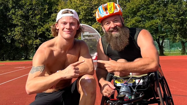 Trainierten gemeinsam in Rif: Lucas Braathen (li.) und Tom Geierspichler.