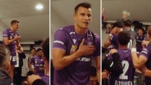 Nach dem Derbysieg ließ Austria-Kapitän Manfred Fischer in seiner Rede seinen Emotionen freien ...
