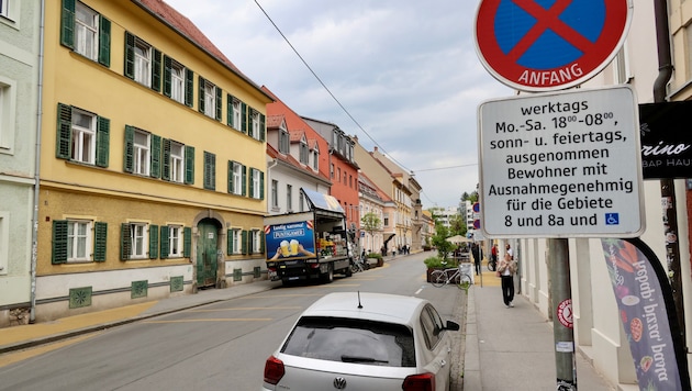In vielen Grazer Straßen, wie hier in der Zinzendorfgasse, gibt es das Anwohnerparken bereits.