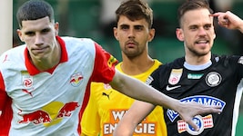 Petar Ratkov (Red Bull Salzburg), Niklas Hedl (SK Rapid) und Tomi Horvat (SK Sturm Graz) sind ...