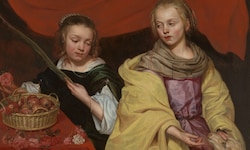 Michaelina Wautier: „Zwei Mädchen als hl. Agnes und hl. Dorothea“, gemalt um 1655 (Ausschnitt) 