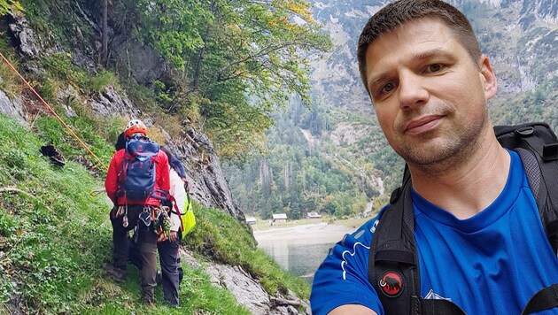 Patrik G. (r.) zog Touristin aus dem Hinteren Gosausee (Fotomontage).