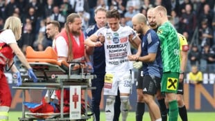 Hartbergs Lukas Fridrikas hat‘s im Duell gegen Sturm böse erwischt.
