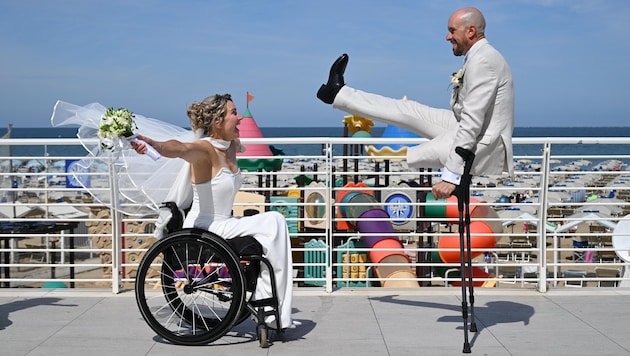 Handbikerin Svetlana Moshkovich heiratete jüngst ihren Freund Andrea, der Para-Radsportler ist.