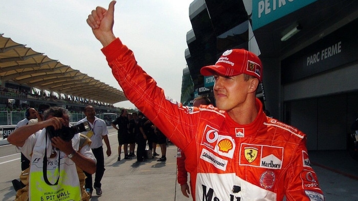 Schumacher wie man ihn kannte: Als siegreichen Piloten, hier für Ferrari