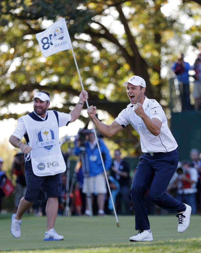 Martin Kaymer nach seinem siegbringenden Putt beim Ryder Cup 2012 in Medinah.