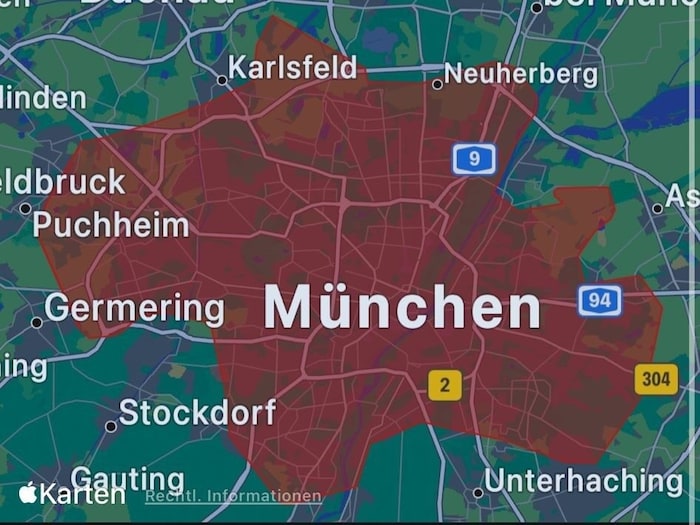 München ist laut einer Warnapp derzeit ein „gefährdetes Gebiet“.