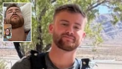 Mitchell vor seinem Fallschirmsprung. Er überlebte den Absturz wie durch ein Wunder.