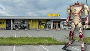 Seit etwa zwei Jahren wacht Iron Man über das Motorradzubehörgeschäft auner in Bad Fischau, ...