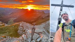 Riccardo Mizio untertags auf der Sonnenspitze (rechts). Gewaltig war die Stimmung am frühen ...