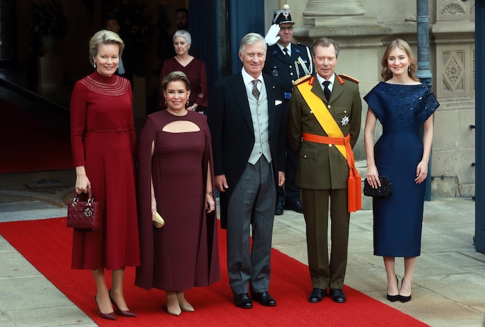 Königin Mathilde von Belgien, Großherzogin Maria Teresa von Luxemburg, König Philippe von ...