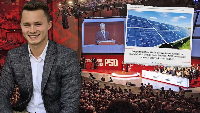 Schlagzeile in Rumänien: Der zur Partei PSD (Bildhintergrund) gewechselte ehemalige Direktor der ...