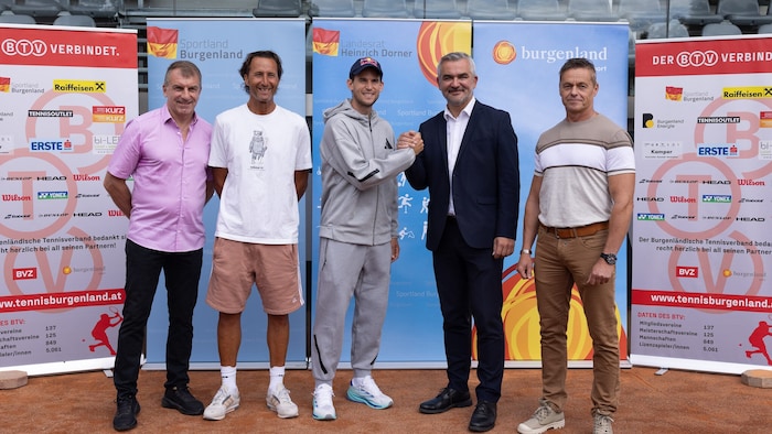 Günter Kurz, Präsident des Burgenländischen Tennisverbandes, Wolfgang Thiem, Dominic Thiem, ...