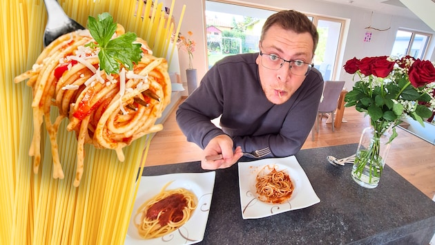 Buon appetito! Die „Krone“ gabelte sich ein paar Nudeln auf.