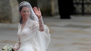 Kate Middleton am 29. April 2011 auf dem Weg in die Westminster Abbey, wo sie Prinz William ...