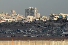 Blick über die israelische Grenze in den Gazastreifen