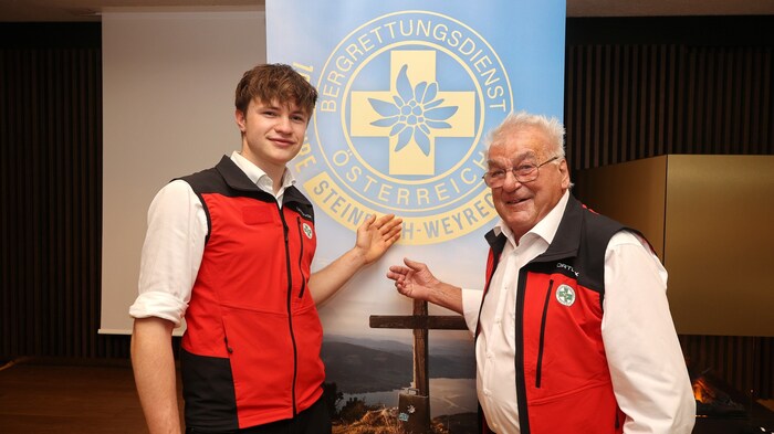 Der Jüngste und der Älteste: Flo- rian Baumgart- ner (li.) und Günther Ablinger.