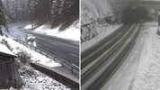 Links die Pass-Thurn-Straße im Bezirk Kitzbühel. Rechts der Arlbergpass.