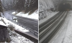 Links die Pass-Thurn-Straße im Bezirk Kitzbühel. Rechts der Arlbergpass.