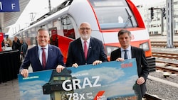 Präsentation der Fahrpläne in Graz mit Landeshauptmann Mario Kunasek, ÖBB-Chef Andreas Matthä ...