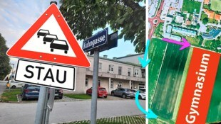 Viel Infrastruktur, ein Kreisverkehr (orange) – eine Zufahrt schürt trotz Beschränkungen ...