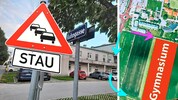 Viel Infrastruktur, ein Kreisverkehr (orange) – eine Zufahrt schürt trotz Beschränkungen ...