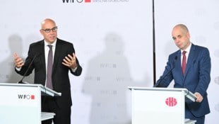 Gabriel Felbermayr vom Wirtschaftsinstitut (WIFO) und Holger Bonin vom Wiener Institut für ...