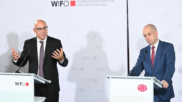 Gabriel Felbermayr vom Wirtschaftsinstitut (WIFO) und Holger Bonin vom Wiener Institut für ...