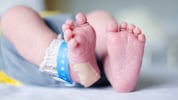 Beim SMA-Screening werden Blutstropfen aus der Ferse des Neugeborenen getestet. 