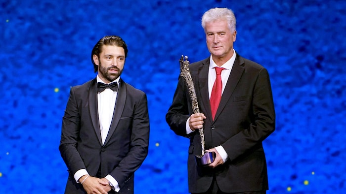 Ex-Eishockey-Teamkapitän Dominique Heinrich und Teamchef Roger Bader