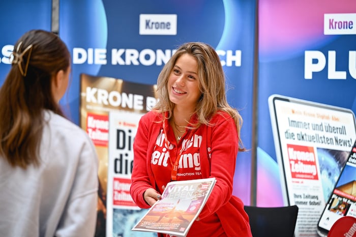 Die „Krone“ ist natürlich auch mit einem eigenen Stand für unsere Leser da.