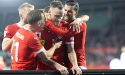 Marko Arnautovic traf viermal und ist nun mit 45 Toren Österreichs Rekord-Torschütze.