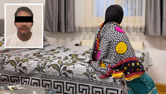 Shabana H. im Zimmer ihres verhafteten Sohnes (Foto links oben); in ihrer Wohnung in ...