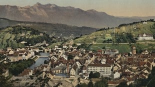 Ansichtskarte der Stadt Feldkirch Ende des 19. Jahrhunderts.