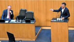 FPÖ-Sicherheitssprecher Darmann (re.) nimmt den Spionage-Fall zum Anlass, um Innenminister ...