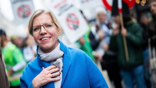 Grünen-Chefin Leonore Gewessler bei der jüngsten Klimaschutz-Demo in Wien