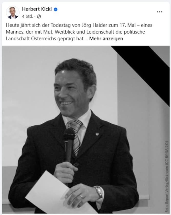 Herbert Kickl gedenkt auf Facebook.