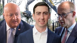 Bundeskanzler Stocker, EU-Bauernbund-Präsident Alexander Bernhuber und CDU-Chef Friedrich Merz ...