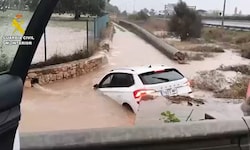 Auf Ibiza wurden Straßen überflutet.