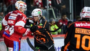 Stockfouls wie jenes vom Grazer Kevin Roy (gegen KAC-Verteidiger Maxi Preiml, li.) werden in der ...