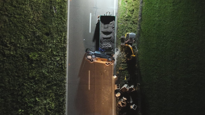 Die Unfallstelle aus der Luft.